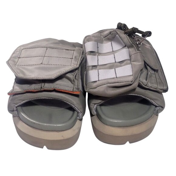 Sacai Women's EU 38 US 8 Mismatched Pocket Slides Sandals Khaki Green Utility - Picture 3 of 8